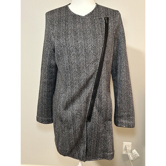 Banana Republic Jackets & Blazers - BANANA REPUBLIC Asymmetrical Houndstooth Charcoal Women’s Jacket Medium